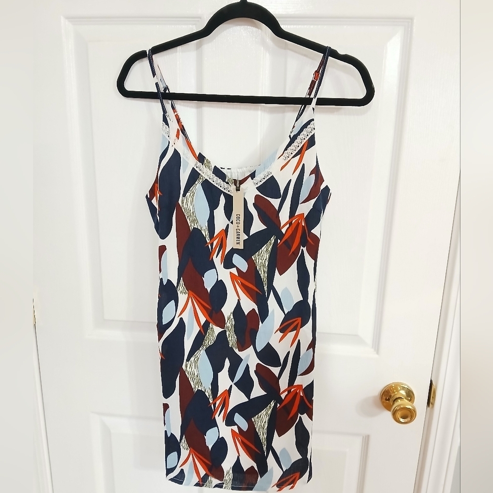 Coco + Carmen Floral Swing Mini Dress Tunic Top Tropical NWT Size S/M Vacation